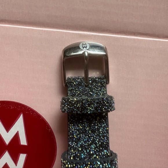 Sparkle Glitter Leather Michele Watch Band 18mm - Picture 2 of 9